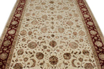 6x9 Ivory and Red Turkish Silk Rug