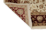 6x9 Ivory and Red Turkish Silk Rug