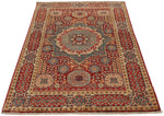 4x6 Red and Multicolor Turkish Tribal Rug