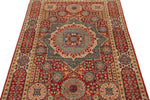 4x6 Red and Multicolor Turkish Tribal Rug