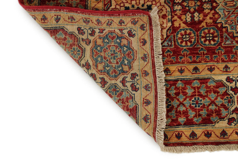 4x6 Red and Multicolor Turkish Tribal Rug