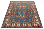 4x6 Light Blue and Ivory Kazak Tribal Rug
