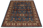 4x6 Light Blue and Ivory Kazak Tribal Rug
