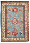 4x6 Light Blue and Ivory Kazak Tribal Rug