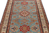 4x6 Light Blue and Ivory Kazak Tribal Rug