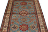 4x6 Light Blue and Ivory Kazak Tribal Rug