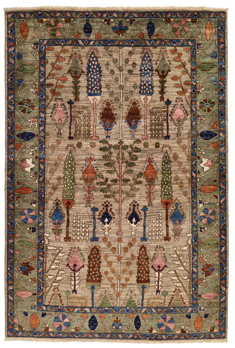 4x6 Gray and Brown Anatolian Traditional Rug