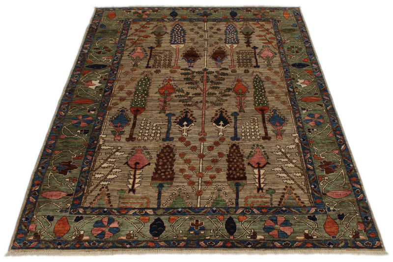 4x6 Gray and Brown Anatolian Traditional Rug