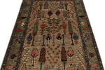 4x6 Gray and Brown Anatolian Traditional Rug
