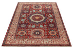 4x6 Red and Ivory Turkish Tribal Rug