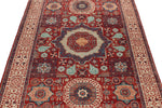 4x6 Red and Ivory Turkish Tribal Rug