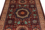 4x6 Red and Ivory Turkish Tribal Rug