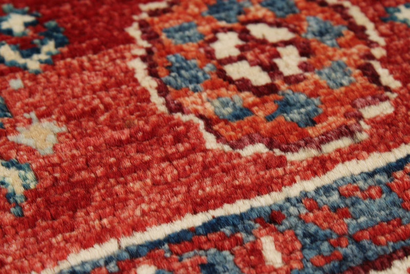 4x6 Red and Ivory Turkish Tribal Rug