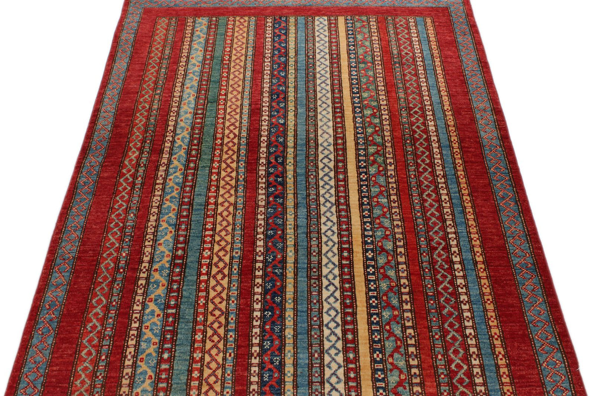 4x6 Multicolor and Multicolor Turkish Tribal Rug