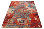 4x6 Red and Multicolor Turkish Tribal Rug