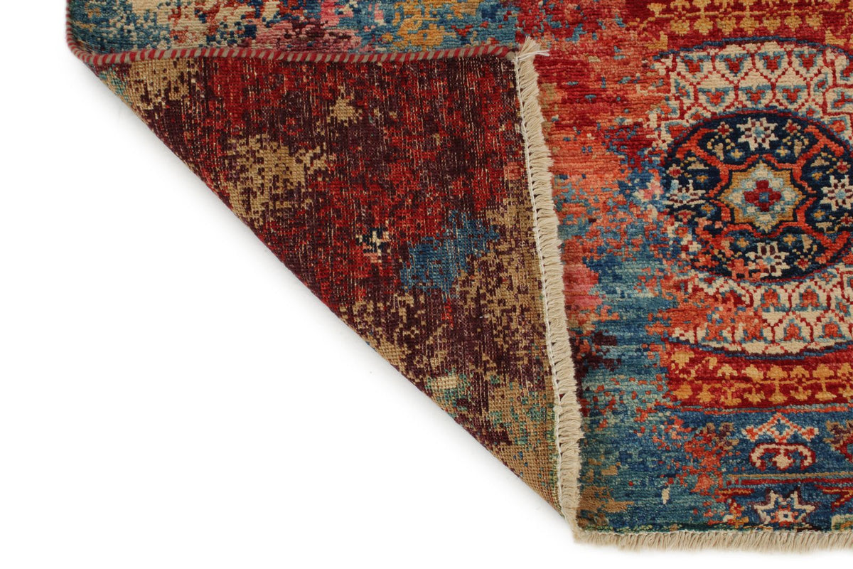 4x6 Red and Multicolor Turkish Tribal Rug