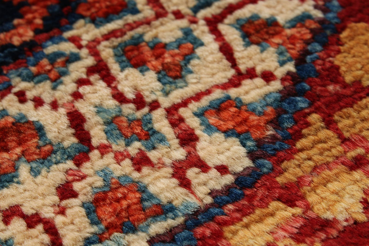 4x6 Red and Multicolor Turkish Tribal Rug