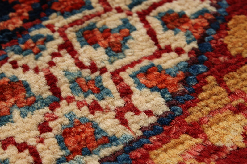4x6 Red and Multicolor Turkish Tribal Rug