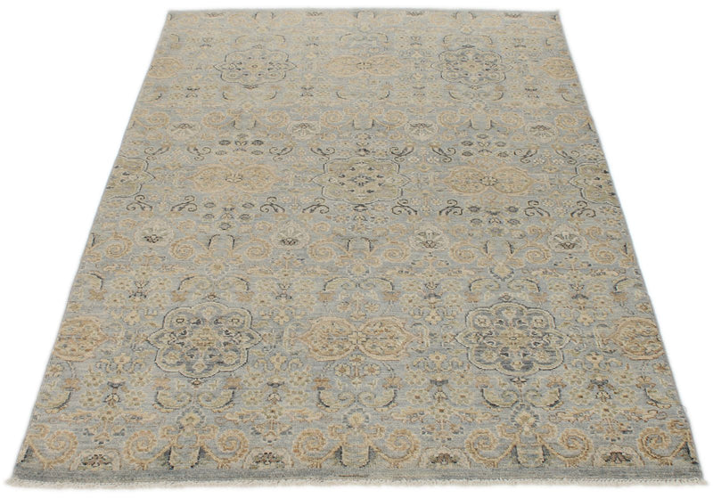4x6 Gray and Ivory Turkish Oushak Rug