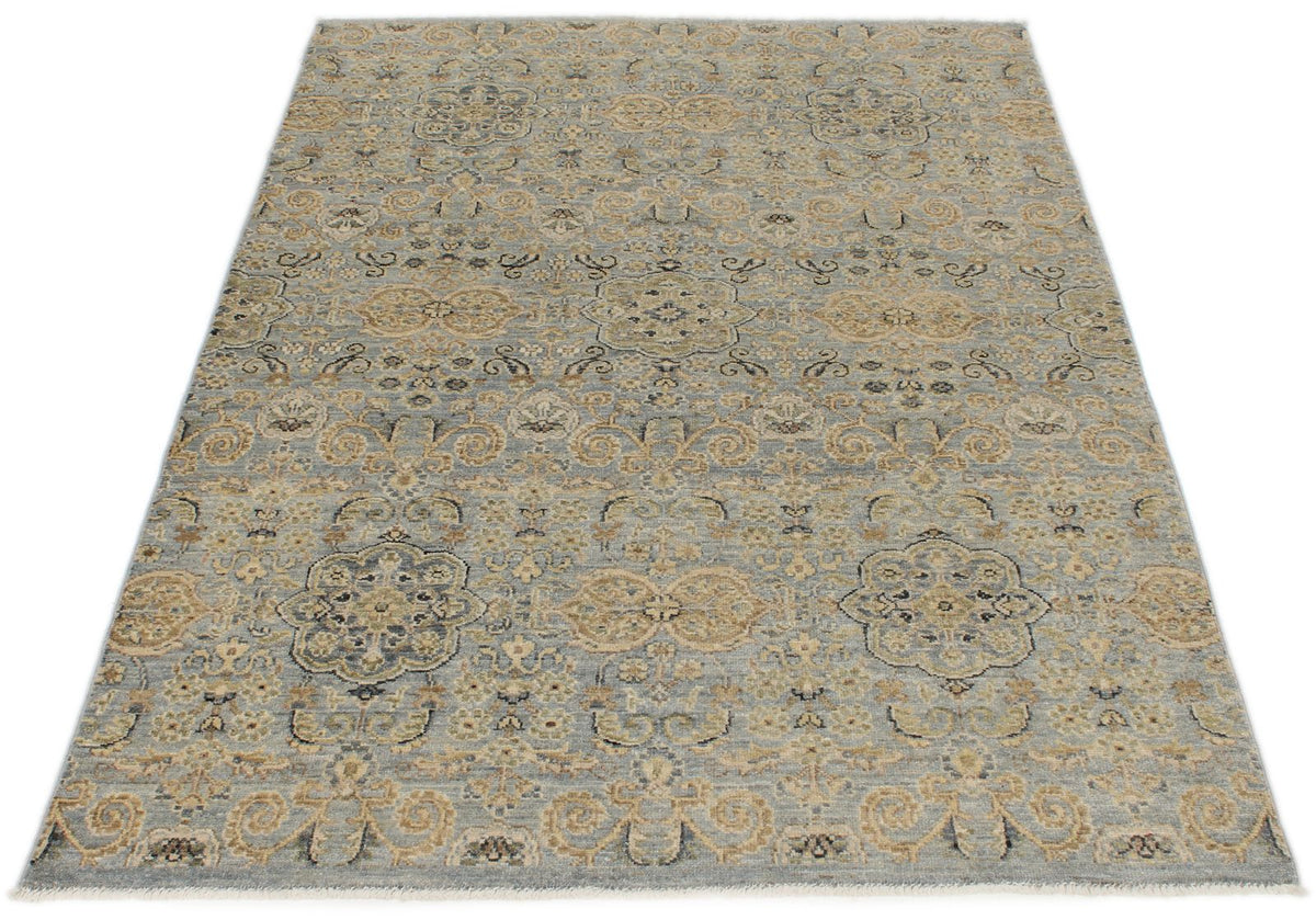 4x6 Gray and Ivory Turkish Oushak Rug