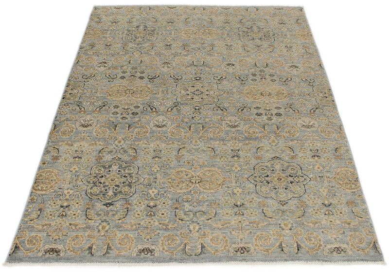 4x6 Gray and Ivory Turkish Oushak Rug