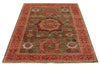 4x6 Green and Red Turkish Tribal Rug