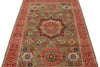 4x6 Green and Red Turkish Tribal Rug