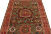 4x6 Green and Red Turkish Tribal Rug