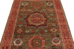 4x6 Green and Red Turkish Tribal Rug
