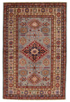 4x6 Gray and Ivory Kazak Tribal Rug