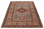 4x6 Gray and Ivory Kazak Tribal Rug