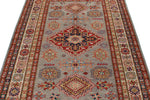 4x6 Gray and Ivory Kazak Tribal Rug