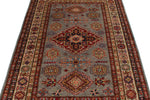 4x6 Gray and Ivory Kazak Tribal Rug