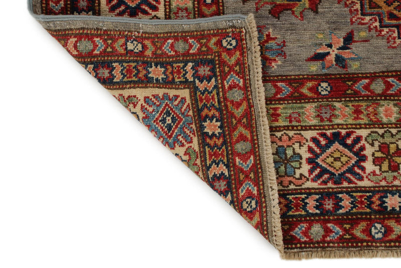 4x6 Gray and Ivory Kazak Tribal Rug