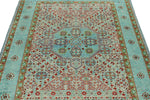 4x6 Light Blue and Multicolor Turkish Tribal Rug