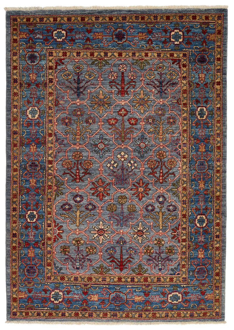 4x6 Gray and Light Blue Anatolian Traditional Rug