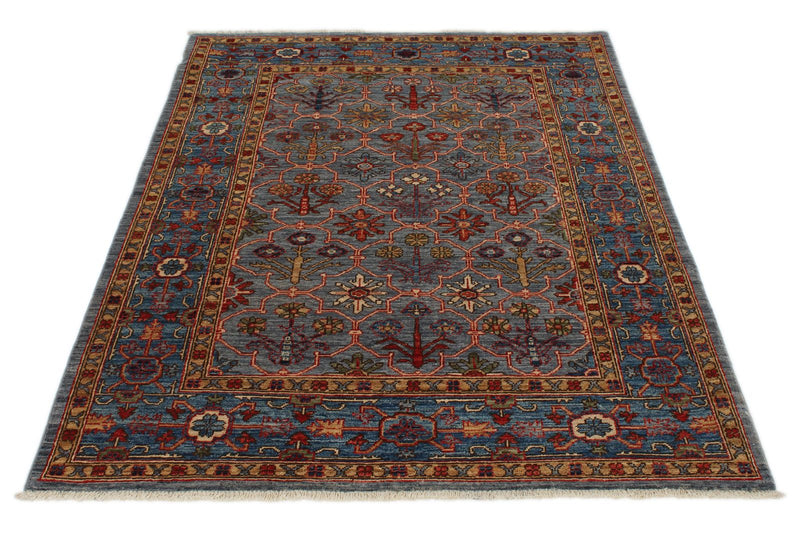 4x6 Gray and Light Blue Anatolian Traditional Rug
