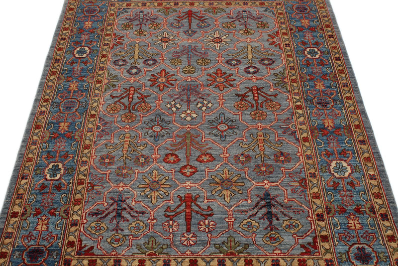 4x6 Gray and Light Blue Anatolian Traditional Rug