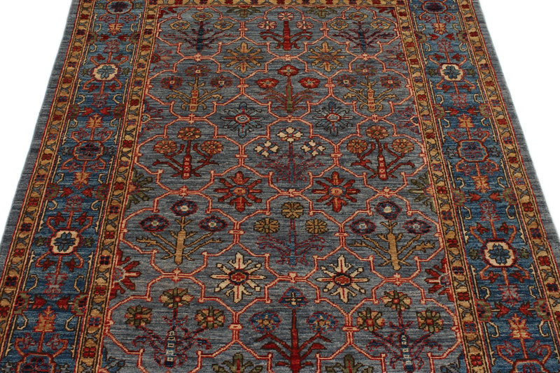 4x6 Gray and Light Blue Anatolian Traditional Rug
