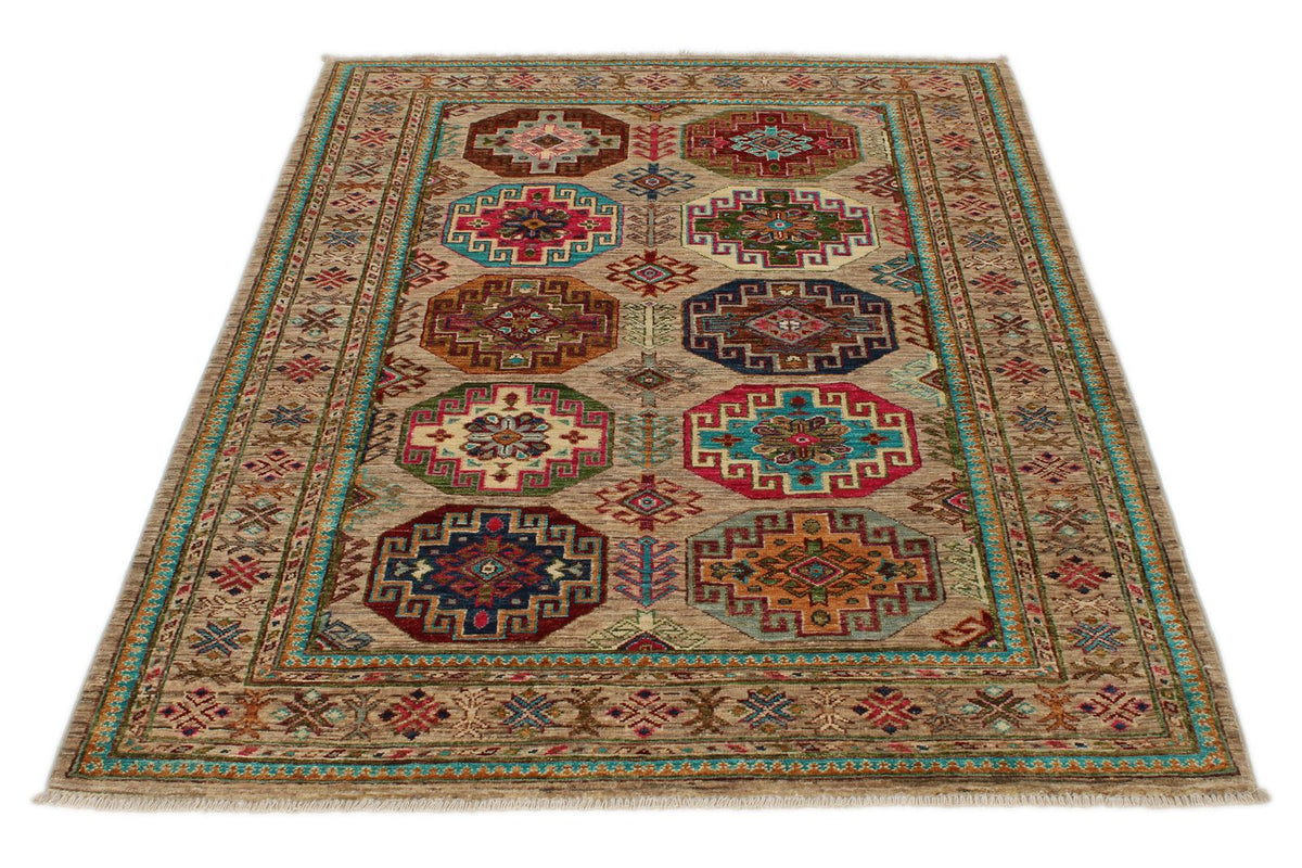 4x6 Light Brown and Multicolor Anatolian Traditional Rug