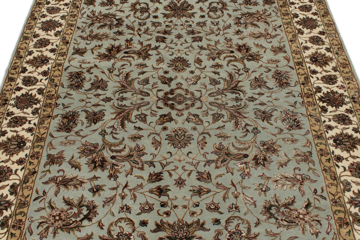 5x7 Light Blue and Ivory Turkish Silk Rug