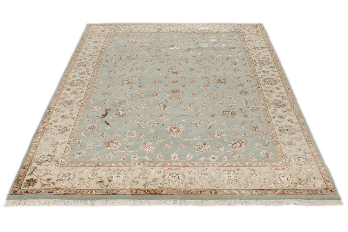 5x7 Light Blue and Ivory Turkish Silk Rug