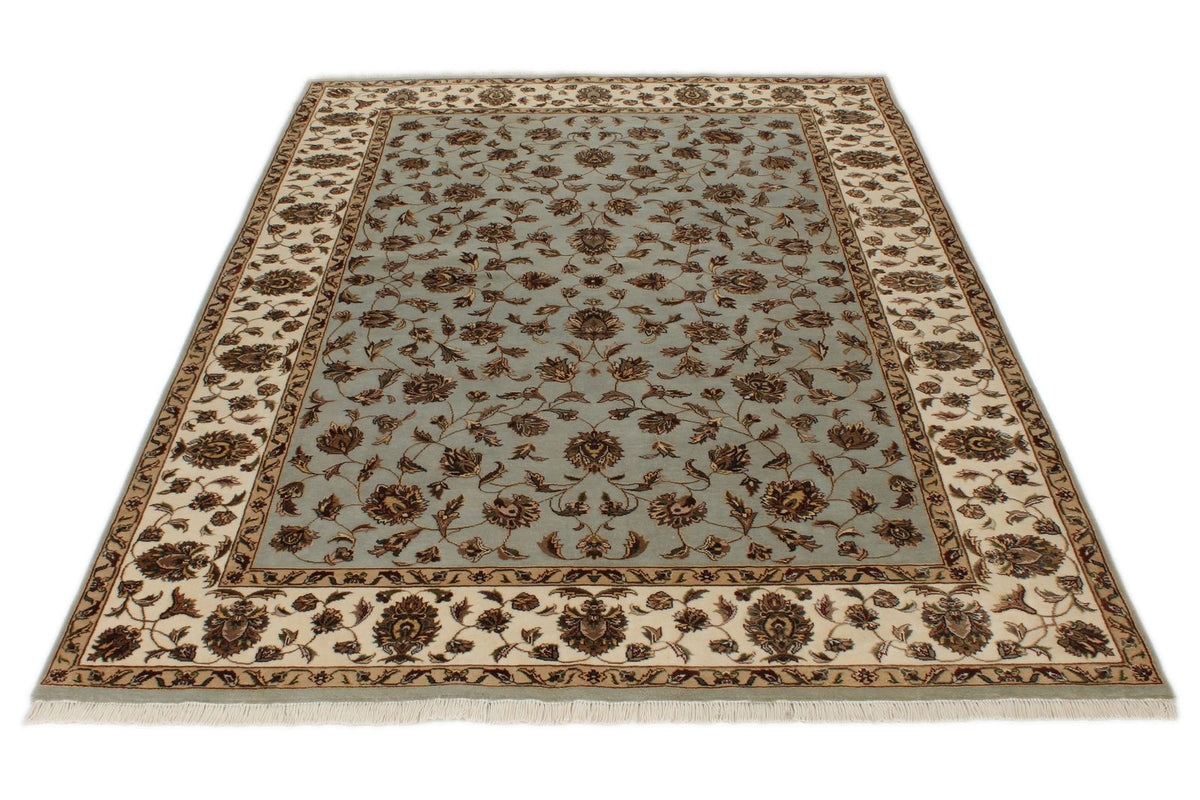 5x7 Light Blue and Ivory Turkish Silk Rug
