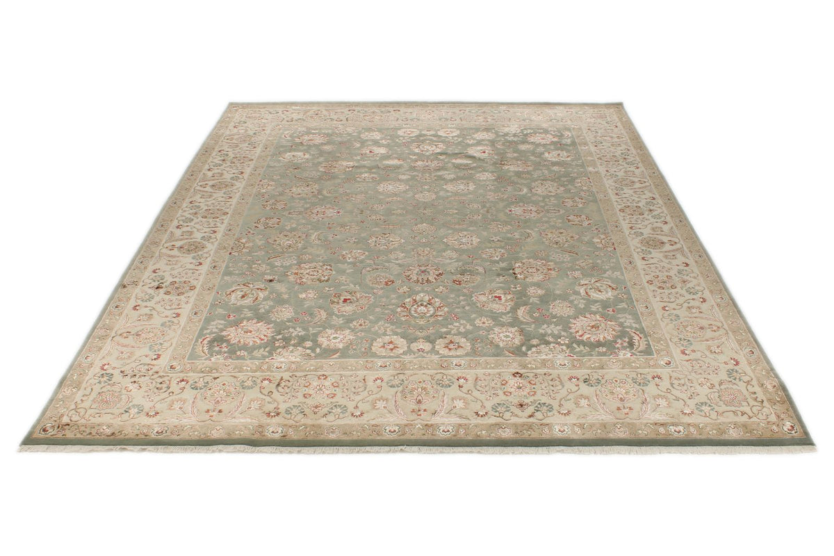 9x12 Light Blue and Ivory Turkish Silk Rug