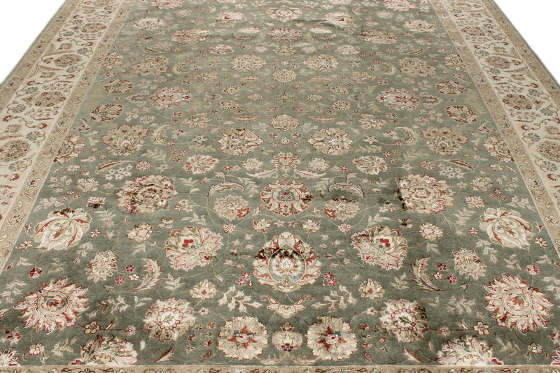 9x12 Light Blue and Ivory Turkish Silk Rug