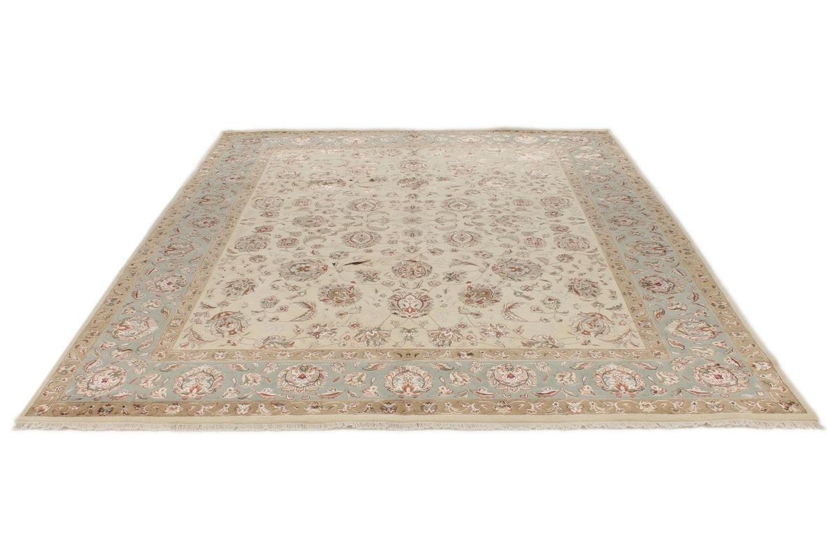 8x10 Ivory and Light Blue Turkish Silk Rug