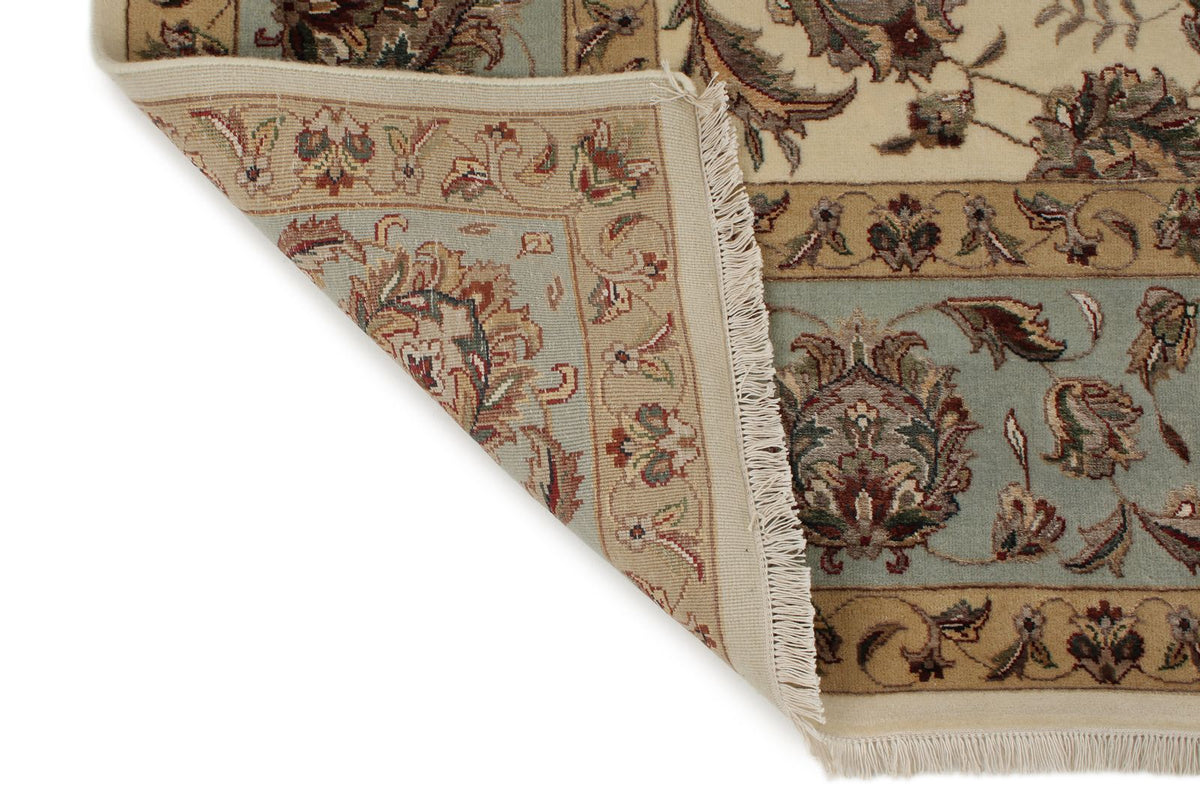 8x10 Ivory and Light Blue Turkish Silk Rug