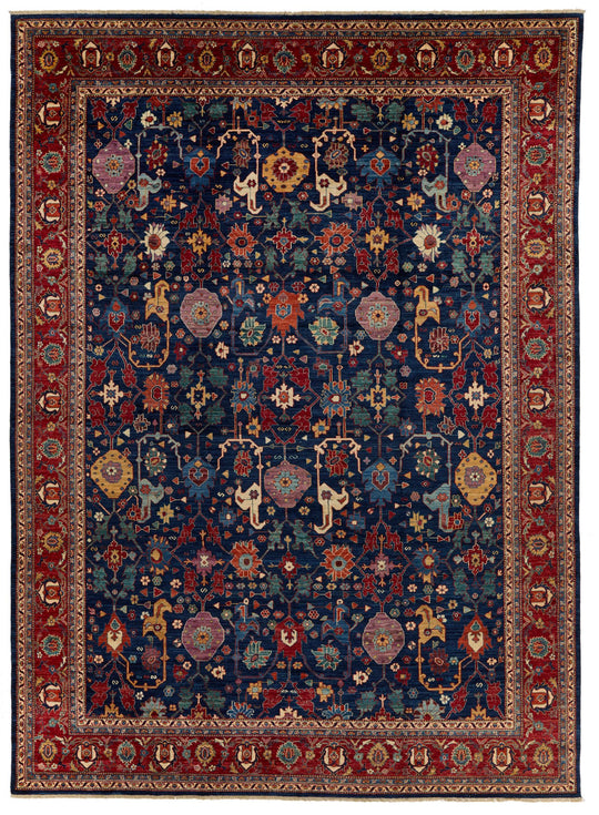 10x14 Navy and Red Anatolian Traditional Rug