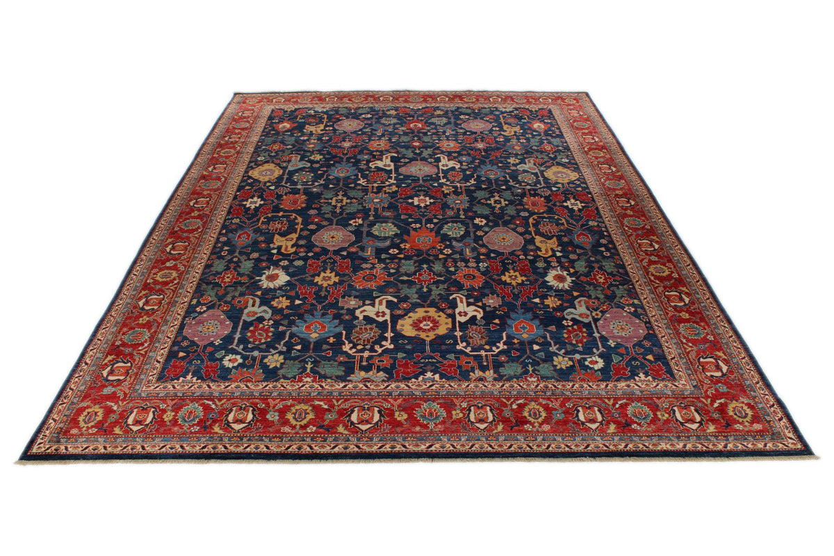 10x14 Navy and Red Anatolian Traditional Rug