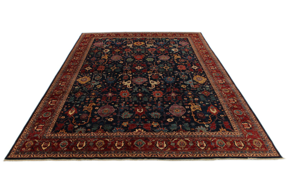 10x14 Navy and Red Anatolian Traditional Rug